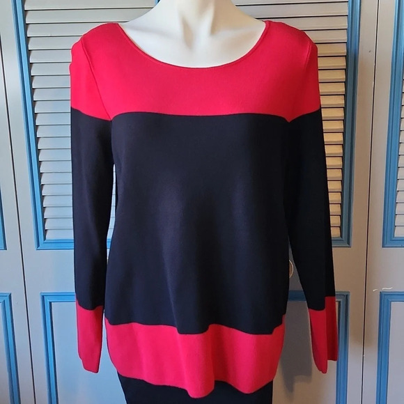 Charter Club Red and Black Colorblock Sweater - Picture 1 of 9